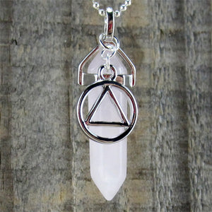 Alcoholics Anonymous Rose Quartz Pendant - "Relationships & Love"