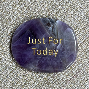 Inspirational Word Pocket Stone - Amethyst - Serenity, Just for Today, Recovery Rocks