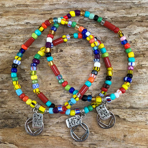 Narcotics Anonymous - "Higher Power" Multi colored African beads stretch bracelet - "You are loved"