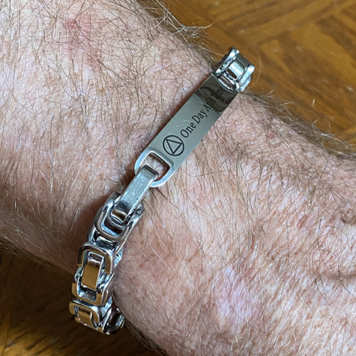 Men's Stainless Steel "One Day At A Time" AA Bracelet