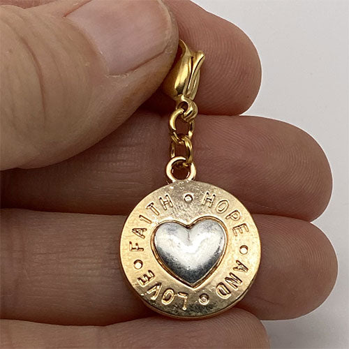"Faith Hope and Love" Gold and Silver Charm