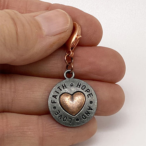 "Faith Hope and Love" Gunmetal and Copper Charm