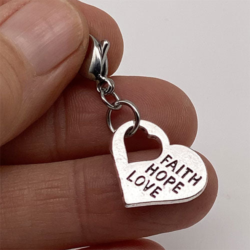 "Faith Hope and Love" Heart Charm