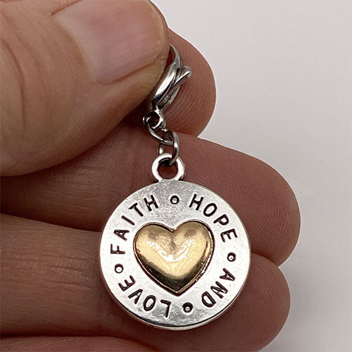 "Faith Hope and Love" Silver and Gold Charm