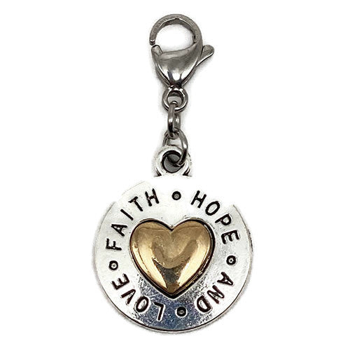 "Faith Hope and Love" Silver and Gold Charm