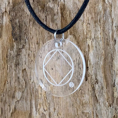 Recovery Jewelry, NA Jewelry, Narcotics Anonymous Pendant, NA Pendant, Narcotics Anonymous, 12 Step, Laser Etched Lucite, Sobriety