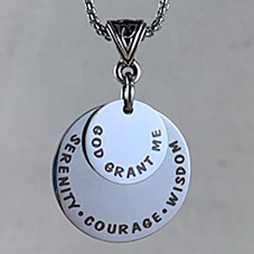 Serenity Prayer Pendant, 12 Step Recovery Jewelry, Narcotics Anonymous Jewelry, Alcoholics Anonymous Jewelry, Sobriety Gift