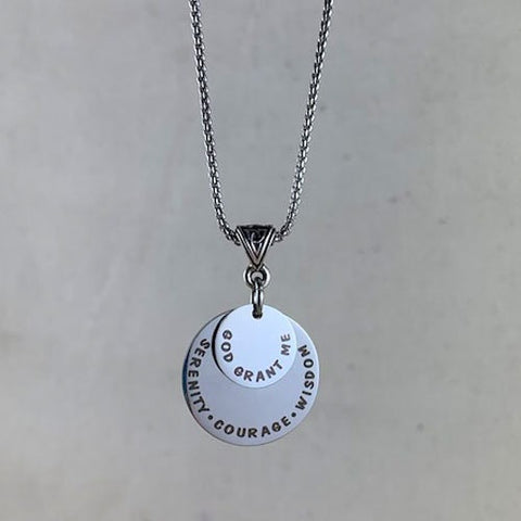Serenity Prayer Pendant, 12 Step Recovery Jewelry, Narcotics Anonymous Jewelry, Alcoholics Anonymous Jewelry, Sobriety Gift