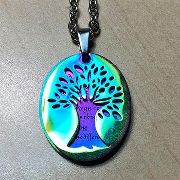 Tree of Life Pendant, Rainbow Anodized, Serenity Prayer Pendant, Stainless Steel Pendant, 12 Step Recovery, Serenity Pendant, Sobriety Gift