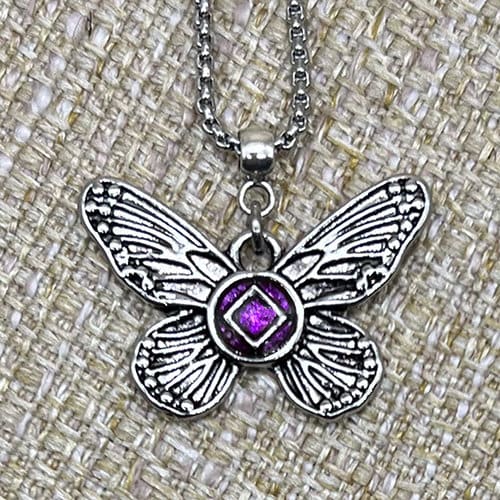 Narcotics Anonymous Purple Butterfly Pendant