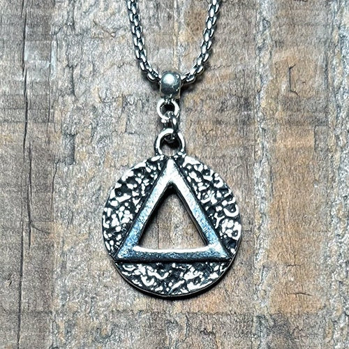 Recovery Jewelry, AA Jewelry, 12 step necklace, Alcoholics Anonymous Necklace, Alcoholics Anonymous, Hammered Pendant, Sobriety