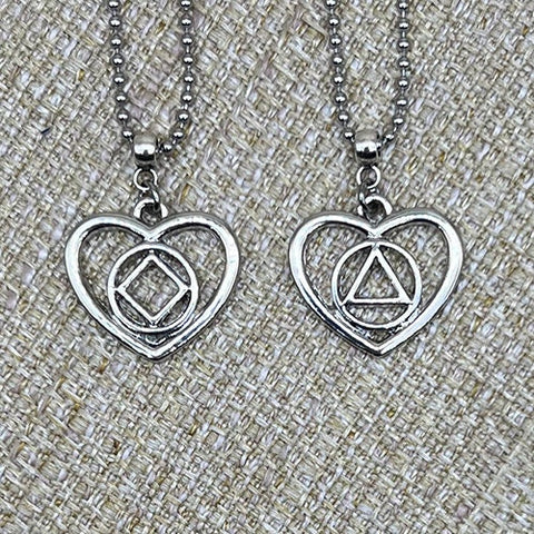 Recovery Jewelry, 12 Step Heart Pendant, NA Pendant, AA Pendant, Narcotics Anonymous, Alcoholics Anonymous, Serenity Gift, Sobriety