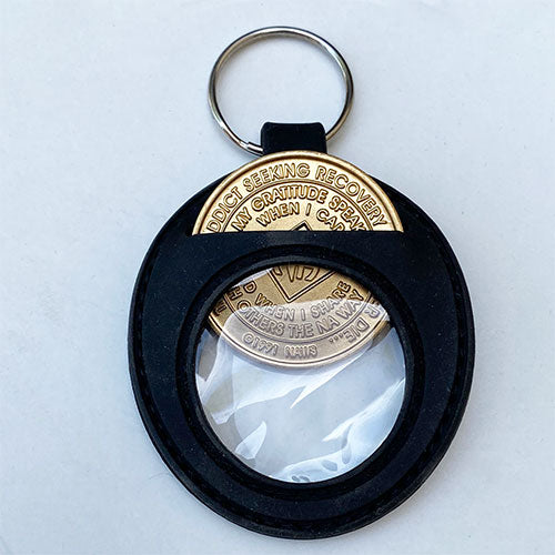 Universal Fit Black Silicon 12 Step Recovery or Inspirational Medallion Holder