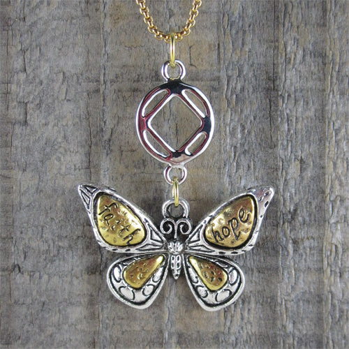 Narcotics Anonymous Butterfly Pendant - "Hope & Faith"