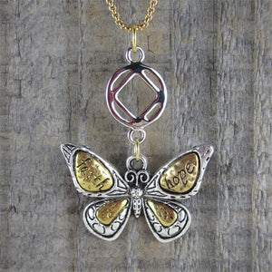 Narcotics Anonymous Butterfly Pendant - "Hope & Faith"