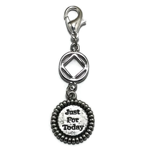 Narcotics Anonymous Black Keychain Medallion Holder NA Just For Today JFT