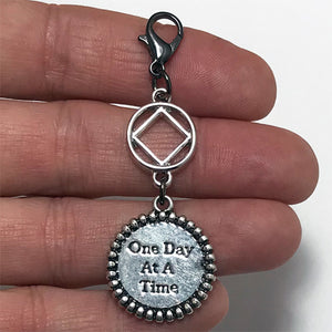 Narcotics Anonymous "One Day at a Time" key tag charm