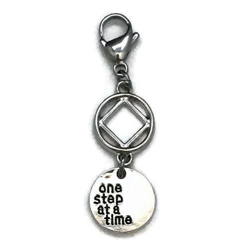 Narcotics Anonymous "One Step at a Time" key tag charm