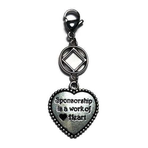Narcotics Anonymous "Sponsorship is a work of Heart" key tag charm