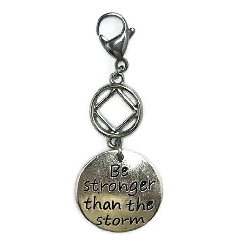 Narcotics Anonymous "Be Stronger than the Storm" key tag charm