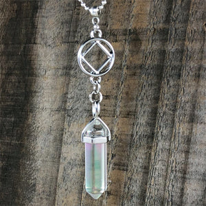 Narcotics Anonymous Quartz Crystal and Titanium Pendant - "Awareness & Acceptance"