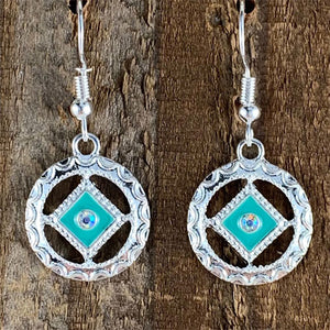 Narcotics Anonymous Teal Enamel Cloisonné Earrings with Crystal