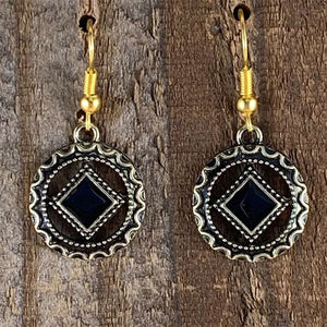 Narcotics Anonymous Antiqued Gold Black Enamel Cloisonné Earrings