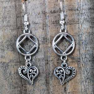 Narcotics Anonymous Heart Dangle Earrings