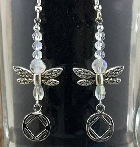 Narcotics Anonymous Dragonfly Earrings - Crystal