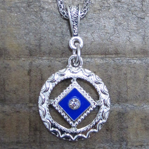 Narcotics Anonymous Blue Enamel Cloisonné Pendant with Crystal