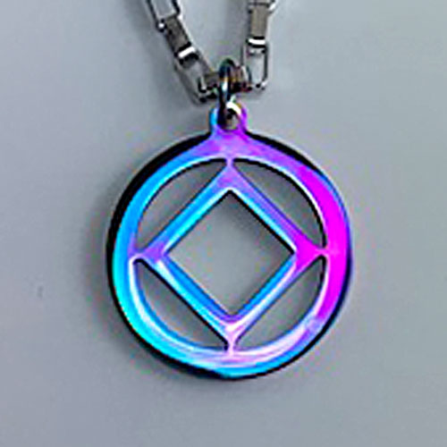 Narcotics Anonymous Logo Stainless Steel Cutout Pendant -Rainbow Anodized