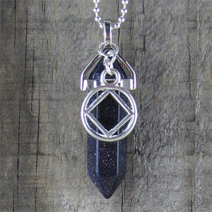 Narcotics Anonymous Blue Goldstone Pendant - "Open-Mindedness"