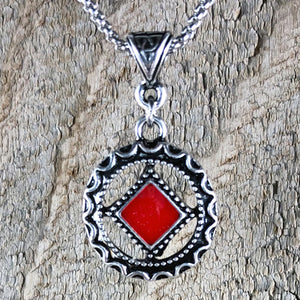 Narcotics Anonymous Red Enamel Cloisonné Pendant