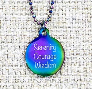 Serenity, Courage, Wisdom; Rainbow Pendant