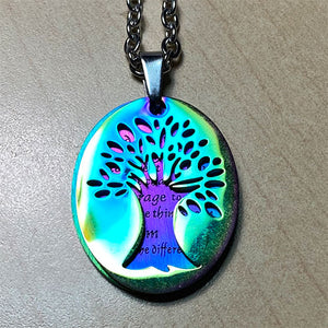 Tree of Life - Serenity Prayer Stainless Steel Pendant - Rainbow Anodized