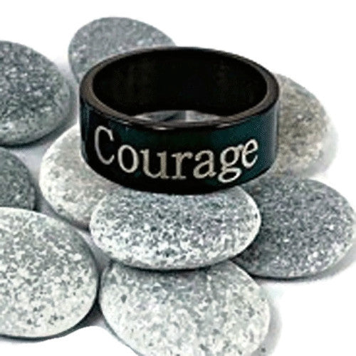 Stainless Steel Black "Courage" Ring