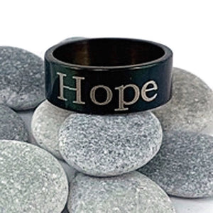 Stainless Steel Black "Hope" Ring