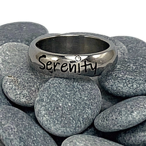 Stainless Steel "Serenity" Ring with Crystal
