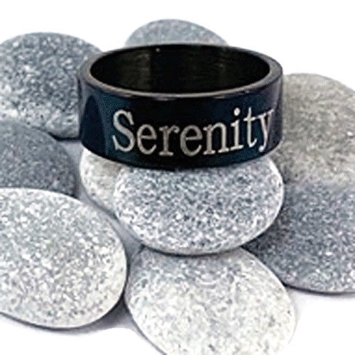 Stainless Steel Black "Serenity" Ring