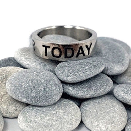 Stainless Steel "Just for Today" Ring