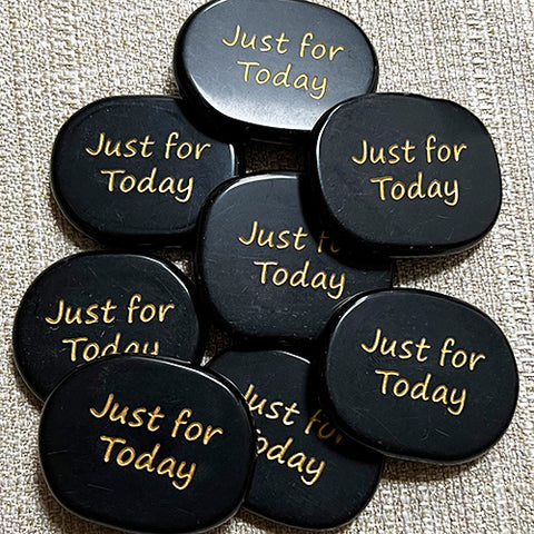 Inspirational Word Pocket Stone - Obsidian - Just for Today