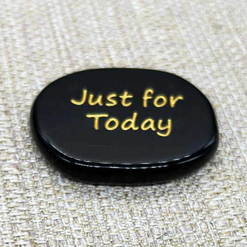 Inspirational Word Pocket Stone - Obsidian - Just for Today